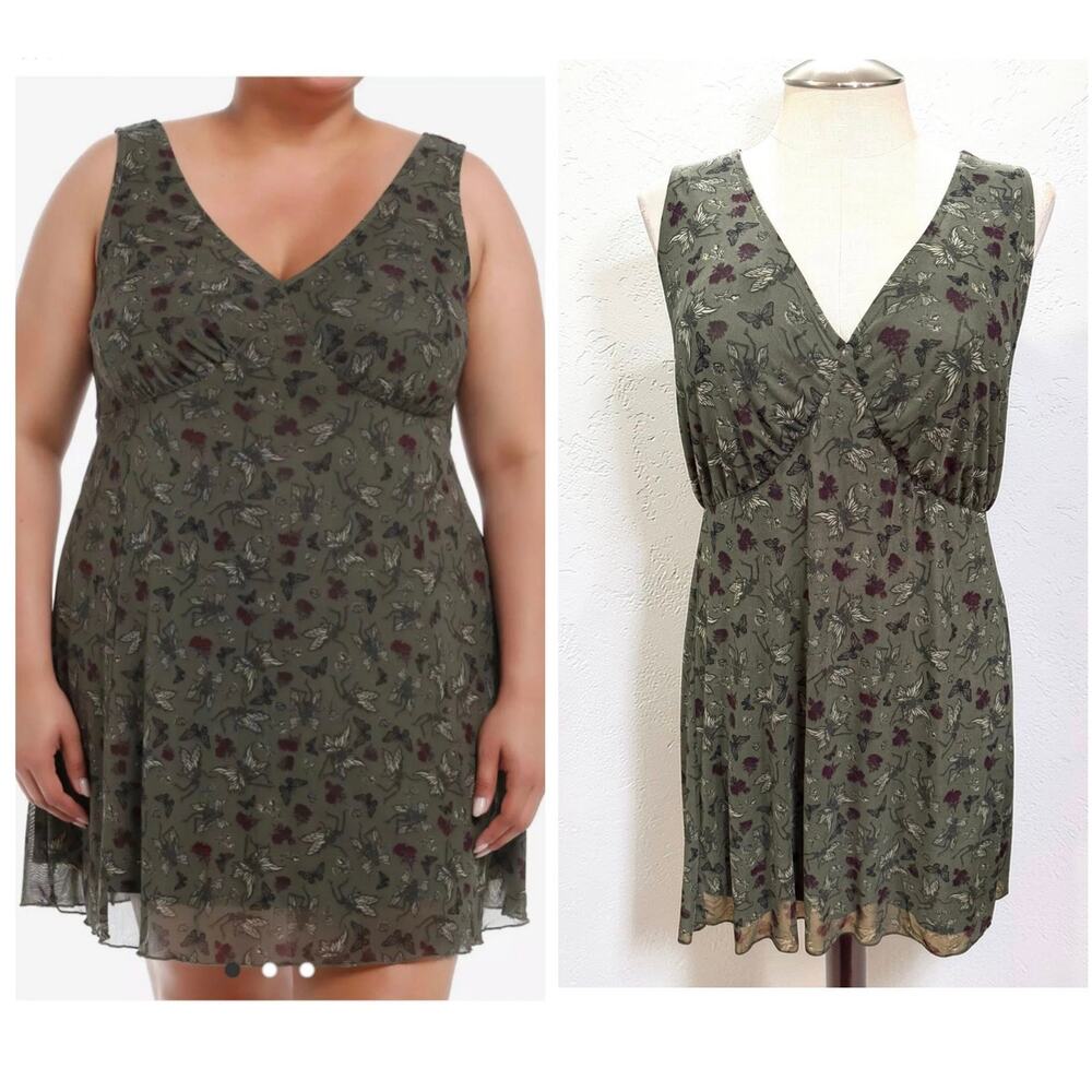 Hot Topic Social Collision Skeleton Fairy Mesh Mini Dress Plus‎ Size 5 Fairycore